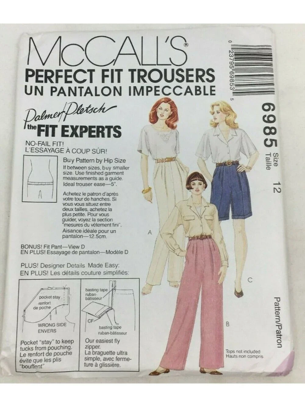 McCalls Perfect Fit Trouser 6985 Palmer Pletsch Pants Shorts Misses Womens 12